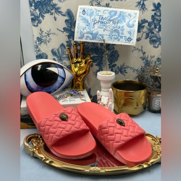 🆕 KURT GEIGER LONDON 🧿 NWOT Meena Eagle Quilted Slide, Salmon - Sz 42 US 11 - Picture 2 of 12